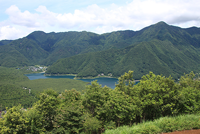 西湖と鬼ヶ岳の写真